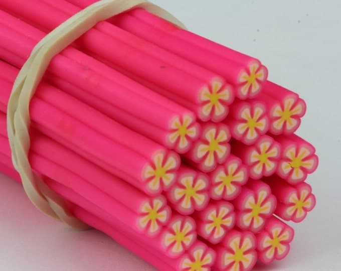Polymer Clay 013 Nail Art Slices Pink Flower Fimo Stick Manicure Decoration Kawaii Canes