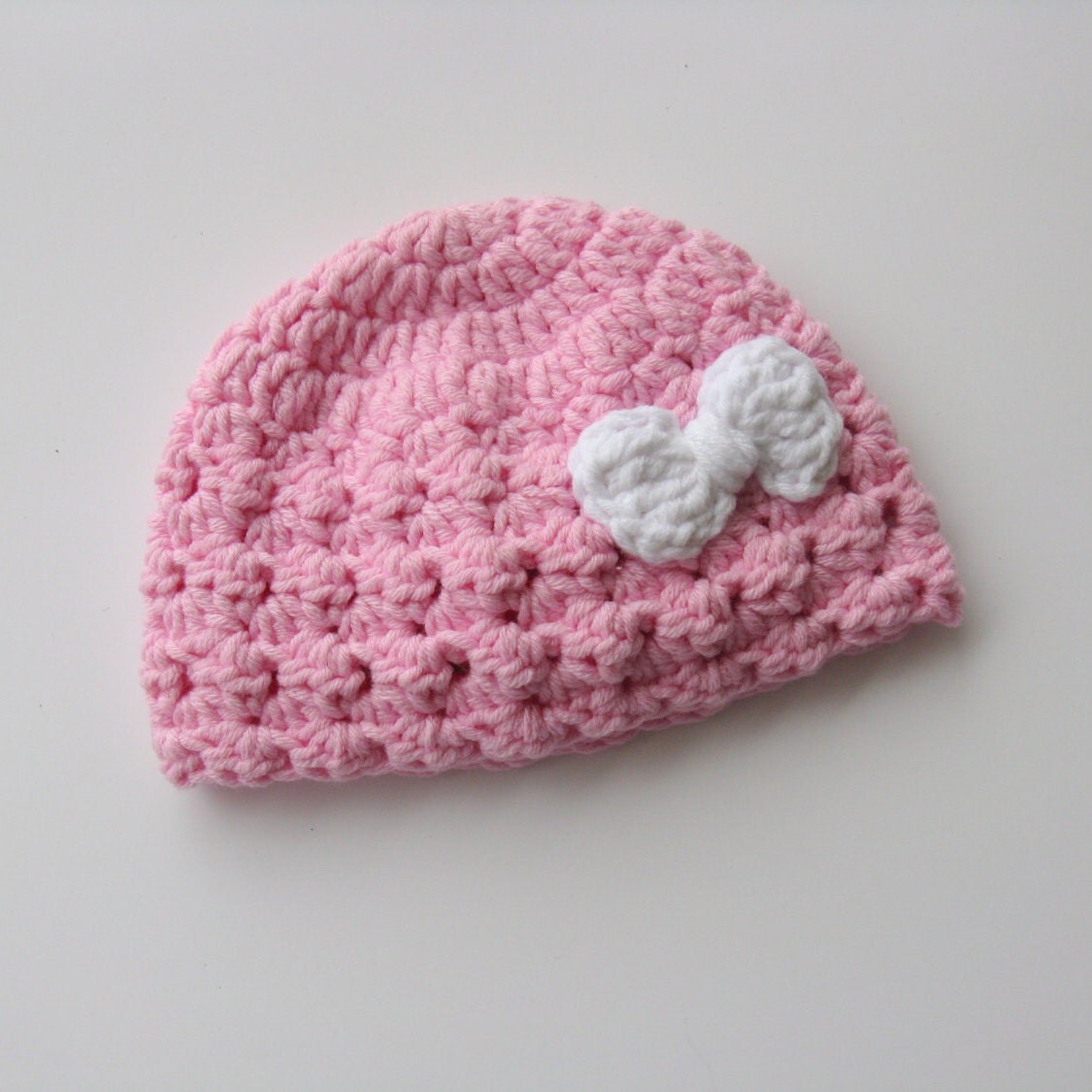 Crochet baby girl hat with bow baby girl hat with by NanasGoneWild