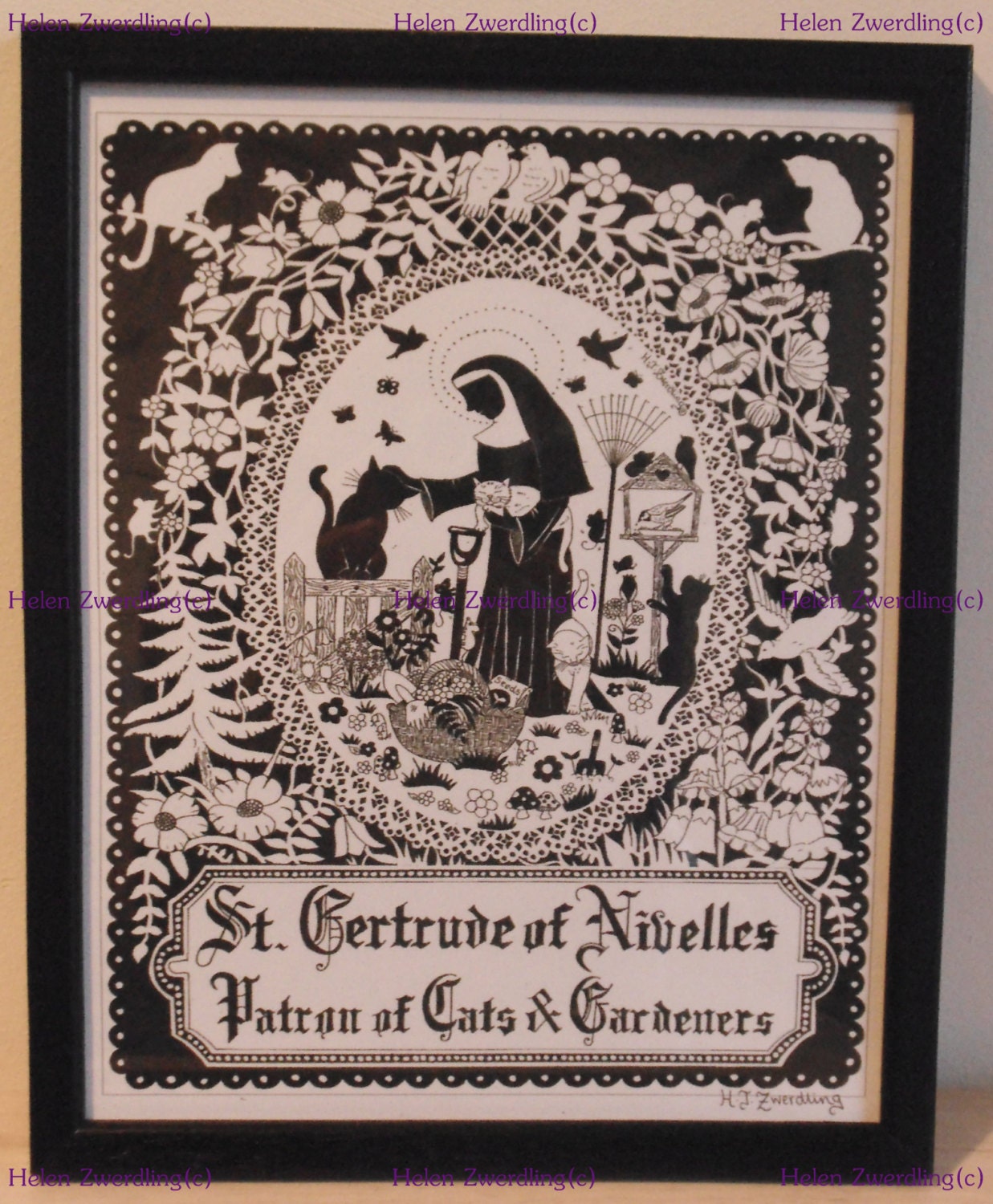 St. Gertrude of Nivelles Patron Saint of Cats by HellsBellesArt