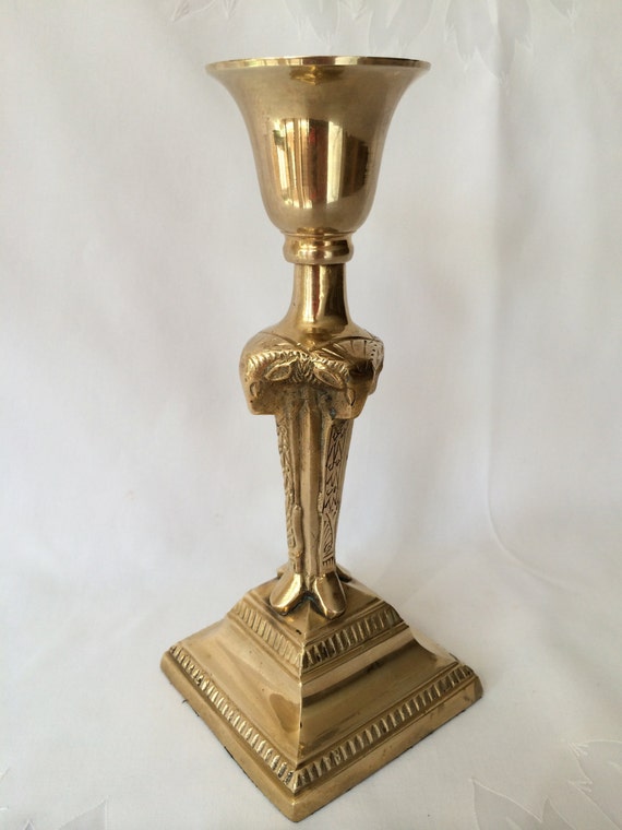 Ram Candle Holder Brass Rams head Hollywood Regency by DotnBettys