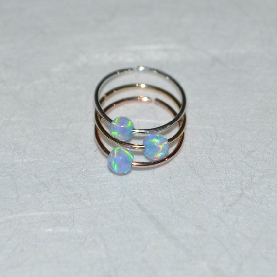Tragus Earring - Gold Nose Hoop - Helix Earring - Rook Earring - 2.5mm Opal Tragus Jewelry 24g - Cartilage Piercing - Nose Ring