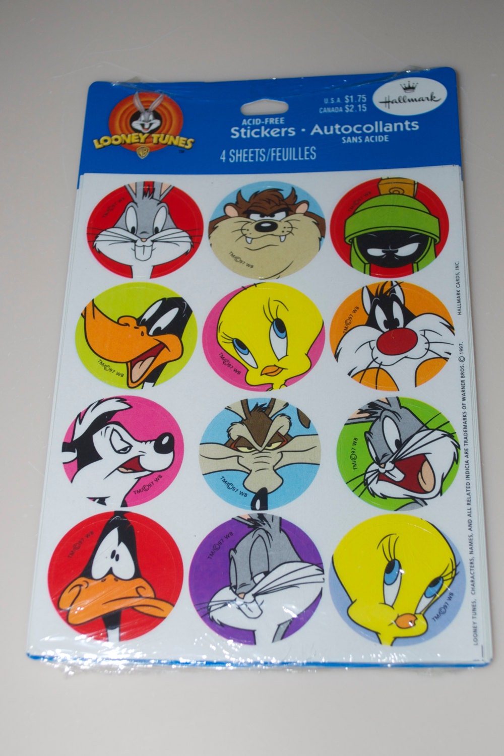 Looney Tunes Stickers Sticker Pack Package Lot 4 Sheets by