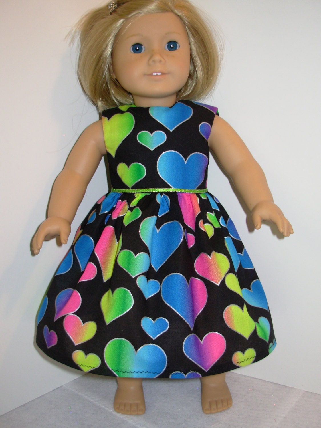 AG Sparkling Hearts Dress for 18 Doll Rainbow 18