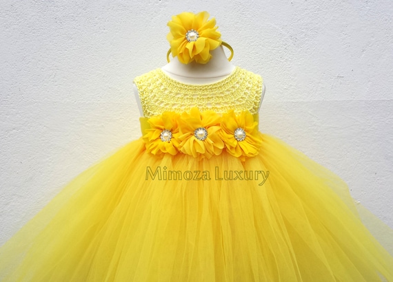 The Beauty and the Beast Belle dress, tutu dress Belle princess dress, silk crochet top tulle dress Daffodil dress in yellow