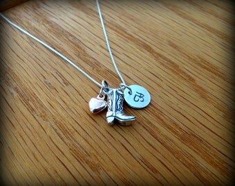 Western necklace, cowgirl necklace, cowgirl boot necklace, Cowboy boot necklace