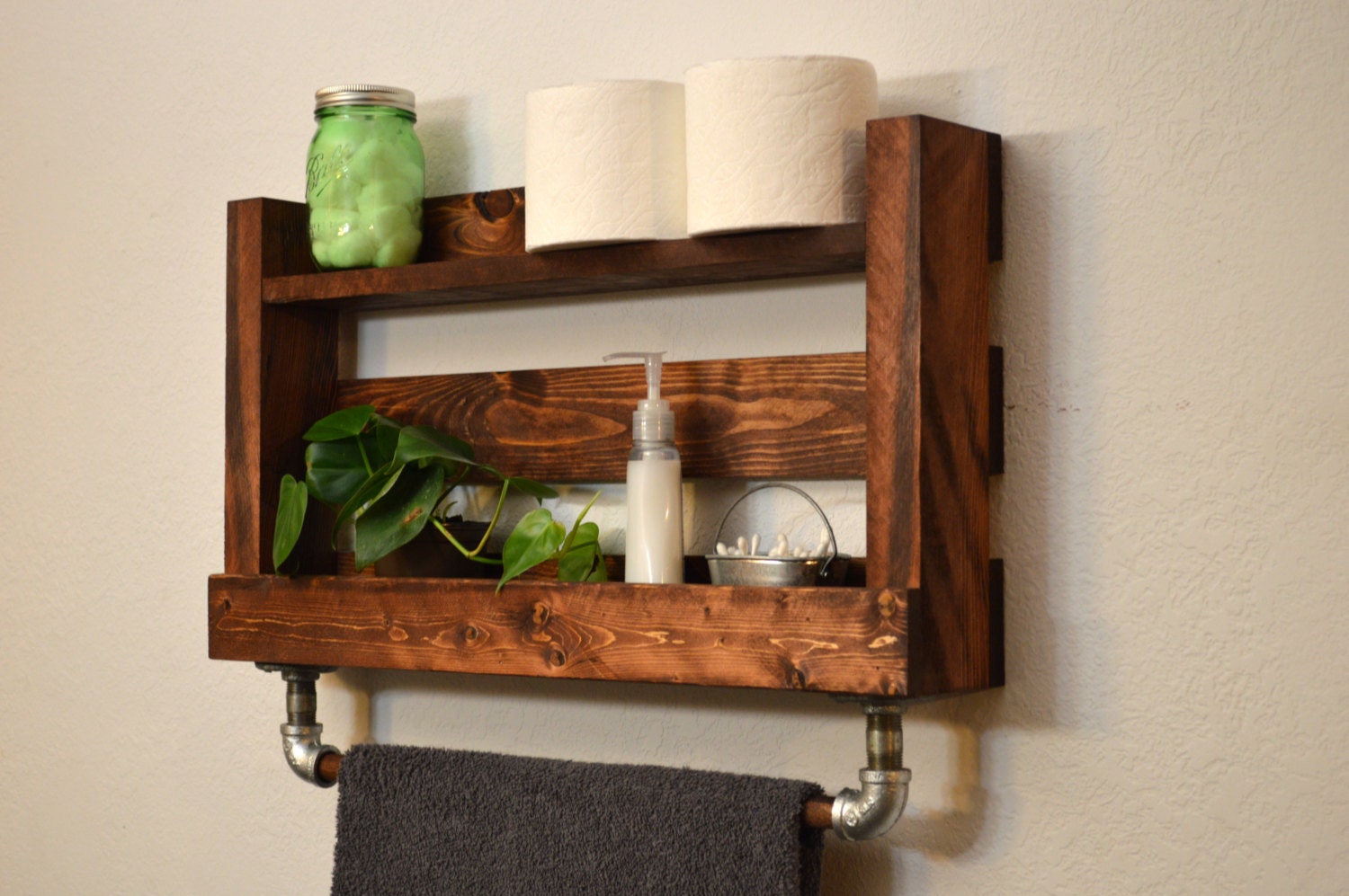 Rustic Modern Bathroom Shelf Bath Towel Rack by ...