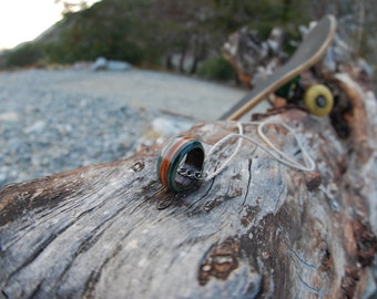 Recycled Skateboard Ring Hemp Necklace - Made From Recycled Skateboard
