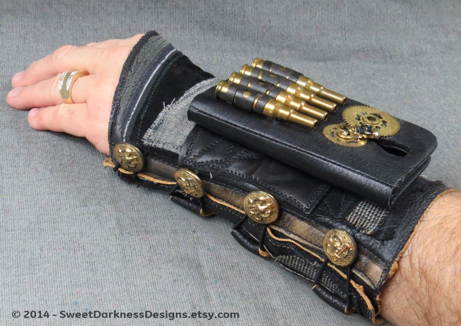 Steampunk PHONE BRACER Industrial Wrist Cuff MILITARY