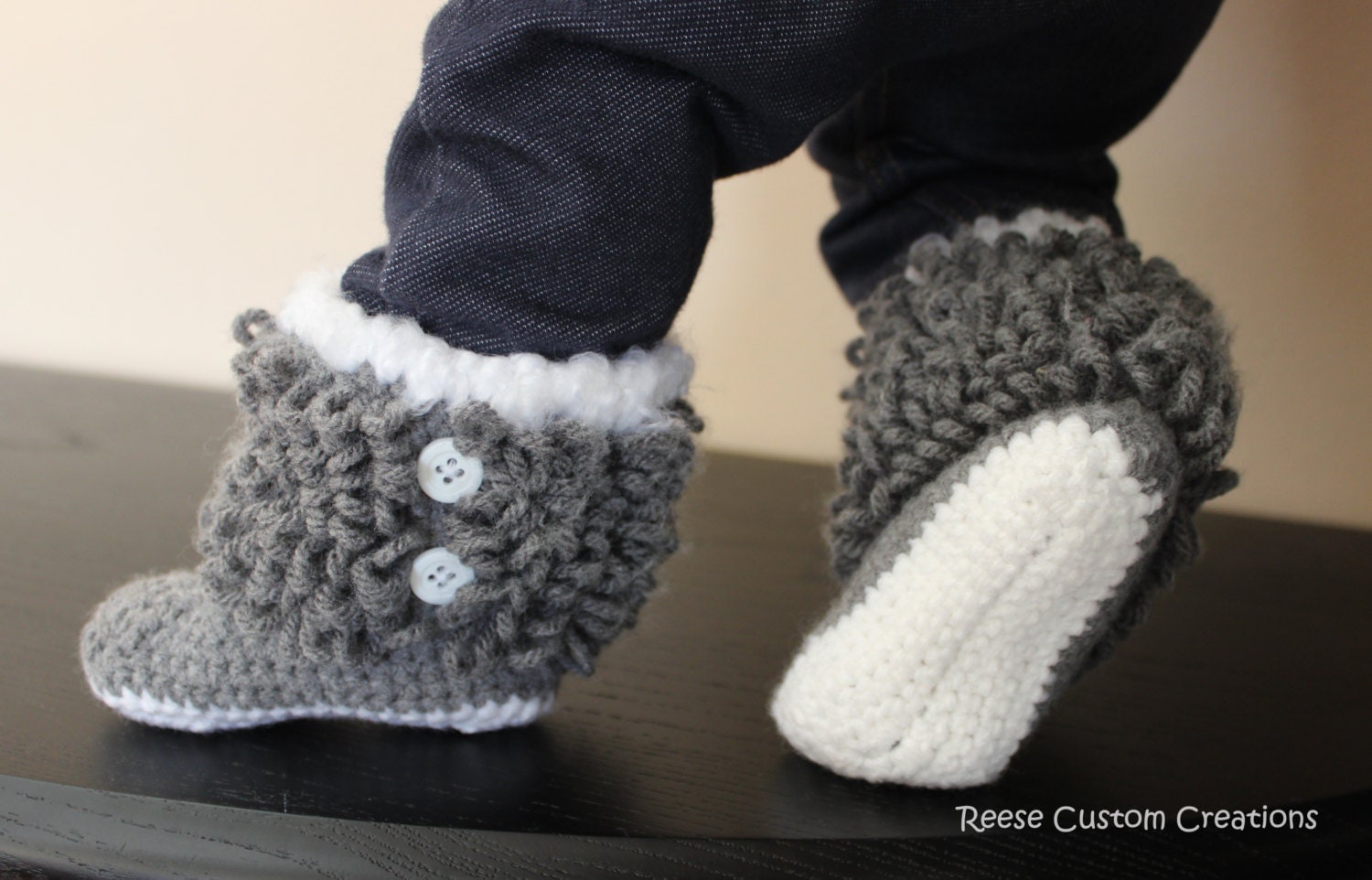 Crochet Baby UGG Boots Newborn4 sole. by ReeseCustomCreations