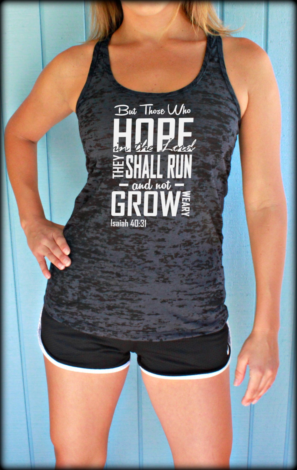 Womens Burnout Workout Tank Top. They Shall Run and Not Grow