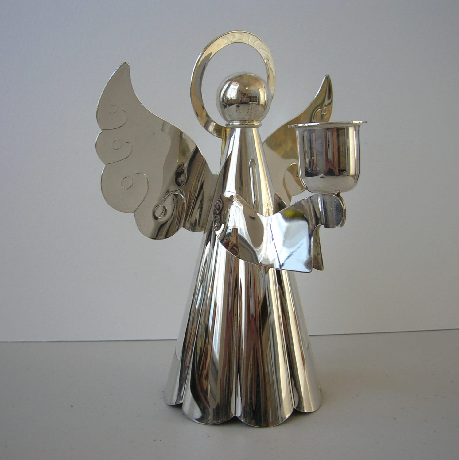 SALE Vintage Silver Plated Angel Candle Holder