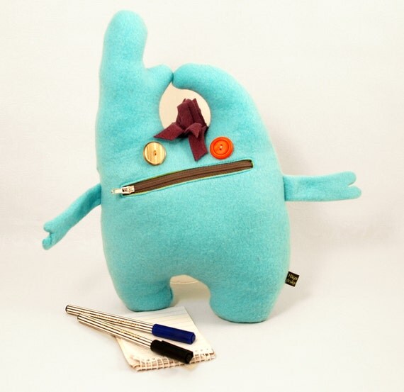 Zipper mouth pocket plushie Playful monster
