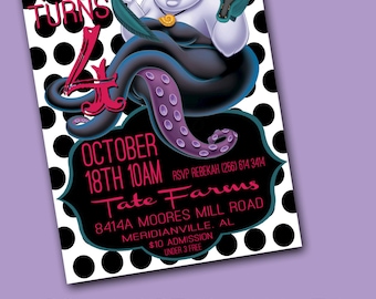 Ursula Birthday Invite!!!! Little Mermaid Birthday Invite!!!!! Unique - Adorable - Boutique Style