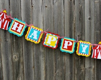 Circus Birthday Banner Decorations or Name Banner for Circus Birthday or Carnival Decorations or Baby Shower