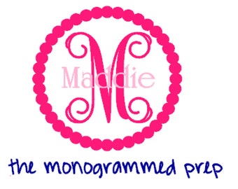 Vine Circle Monogram Car Decal Sticker with Name