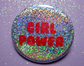 Holographic Girl Power 90s -feminist pin- feminist gifts