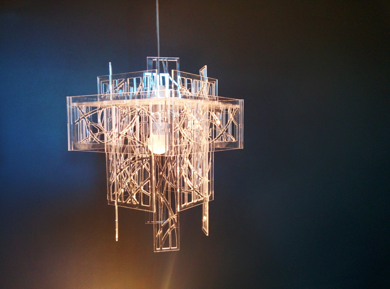Recycled acrylic laser cut light shade / chandelier