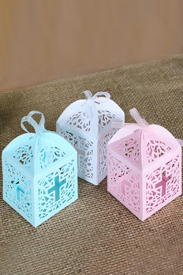 Cross Laser Cut Favor Boxes with RibbonCandy BoxesTreat Box