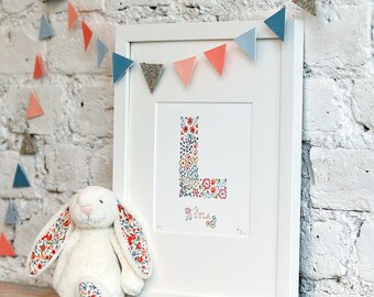 Baby Print personalised, new baby gift, present for new mum, children's decor, christening gift, personalized nursery print, Alphabet Letter