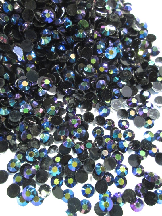 5mm Black AB Jelly Rhinestones Flat Backed Acrylic Faceted