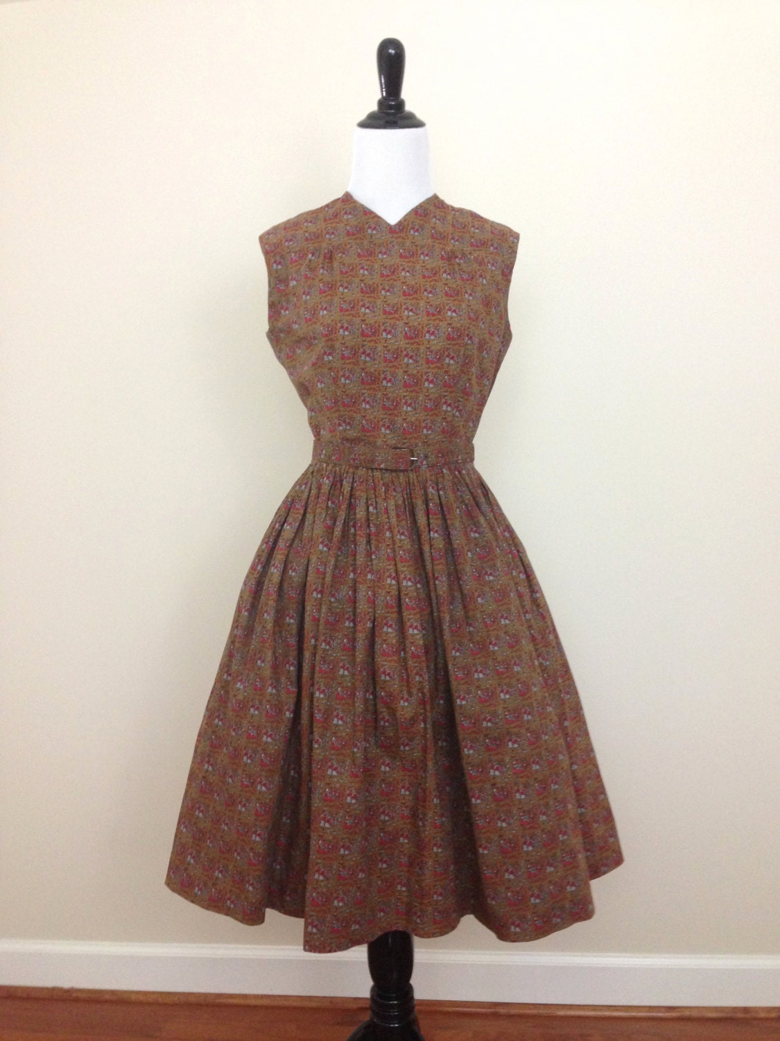 SALE 50s Nelly Don Dress 1950's Sleeveless Dress with