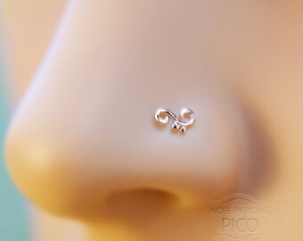 Nose Stud Floral swirl 20 gauge or 21/18/16 gauge sterling silver, Customize shape nose stud,nose hoops, screw nose stud,bone end nose stud*