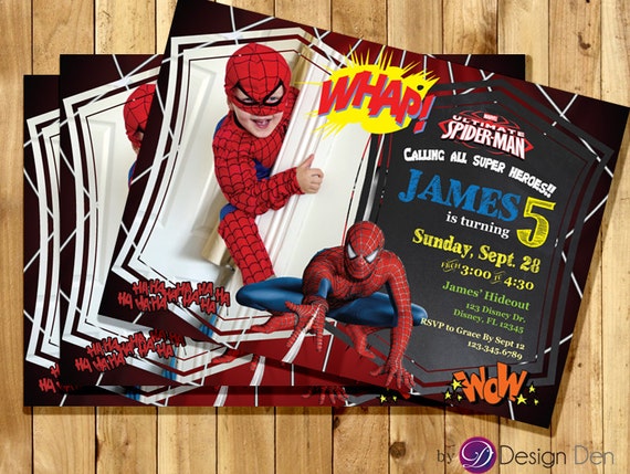 Personalized Spiderman Invitations With Photo 8