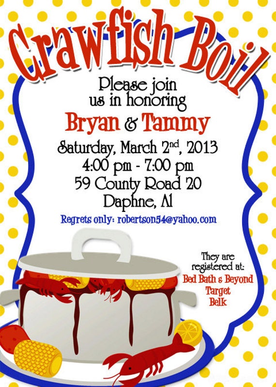 Crawfish Boil Invitation DIY Printable Invitation Low