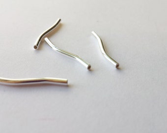 4 Sterling silver noodle,19 x1.5mm s shaped tube,metal beads,sterling silver,wholesale noodles,DIY jewelry,tube for bracelet,BM7258,sterling