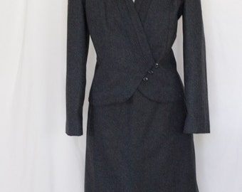 1980s gray skirt suit by David Benjamin