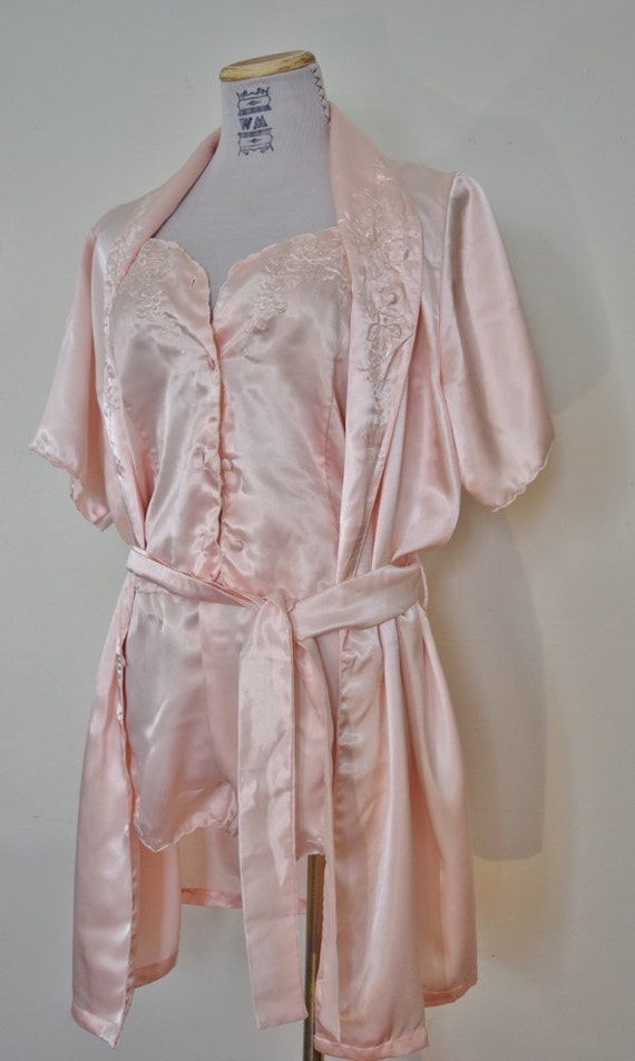 Vintage 1980s Lingerie / Three Piece Petal Pink Lounge by WeMcGee