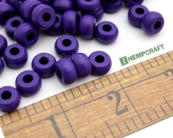 Wood Beads, Dark Purple Wood Crow Beads, Hemp Macrame Beads, 6x10mm, 50pc