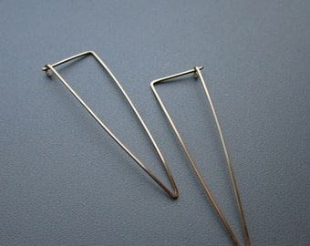 Gold Triangle Earrings Geometric Earrings in Gold wire