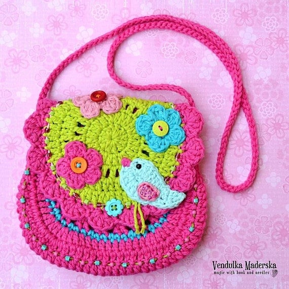 Birdie purse - crochet pattern, DIY