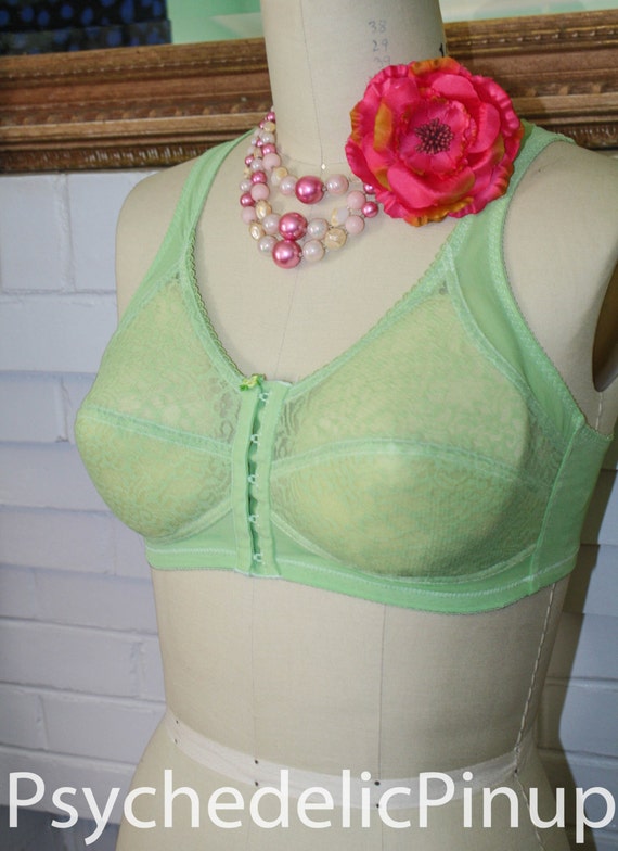 Light Green Bullet Bra Sheer Lace Cups Back By Psychedelicpinup 