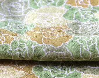 Kimono Silk Fabric, Japanese Kimono Silk, Fall Fabric, Floral Fabric, Rose Patterned Silk