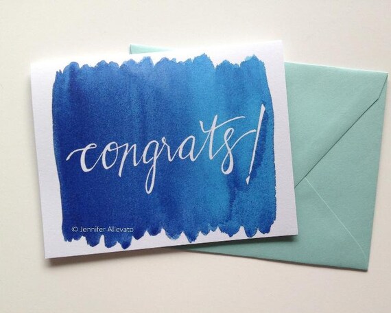 Congrats watercolor card congratulations hand by jenniferallevato