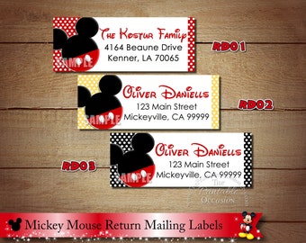 Mickey Mouse Return Address Labels, Minnie Mouse Return Address Lables, Mickey Minnie Clubhouse Address Labels to match Invitations