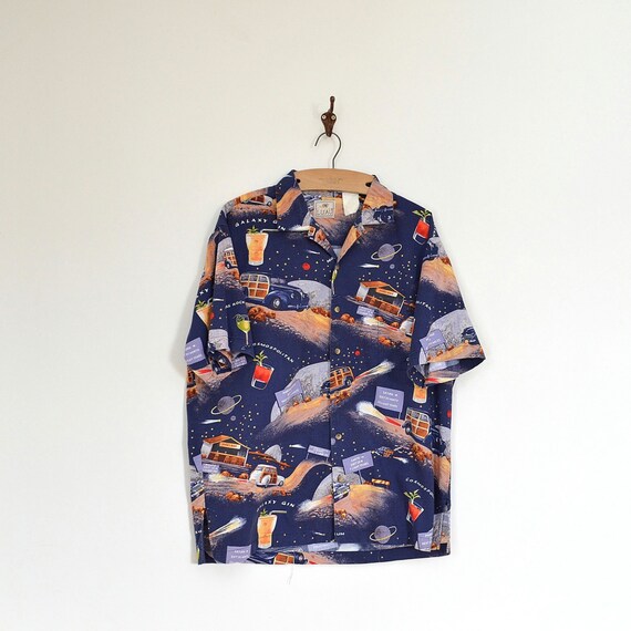 Hawaiian Shirt Sci Fi 80's Space Shirt Vintage Cotton