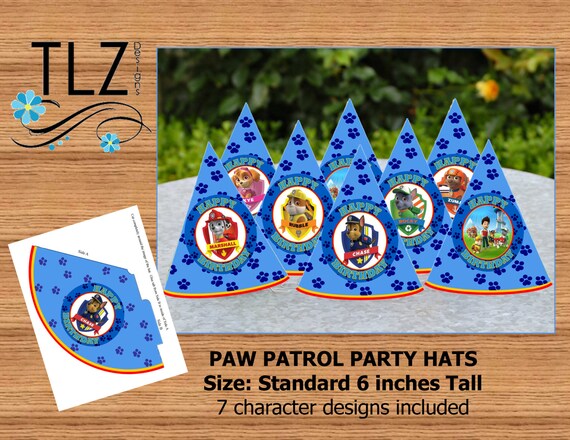 Paw Patrol Birthday Party Hats Printable Digital by TLZDesigns