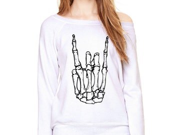 skeleton rock hand sweatshirt