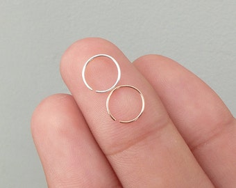 24g NOSE RINGS - Sterling Silver & 14k Rose Gold Filled Nose Rings - Thin Nose Hoops - 6mm, 8mm, 10mm