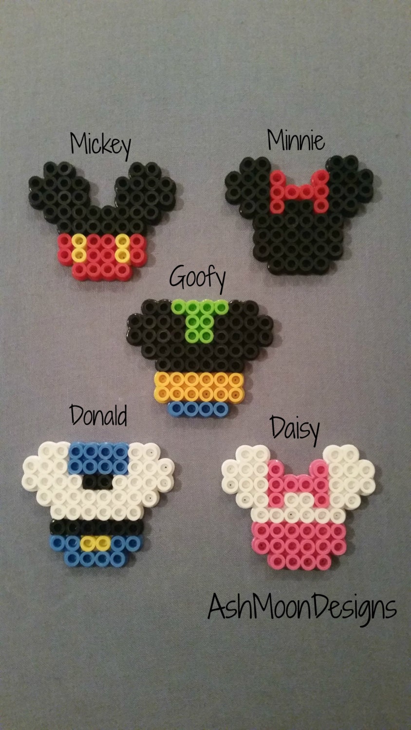 Mickey Mouse Inspired Perler Bead Keychains by AshMoonDesigns