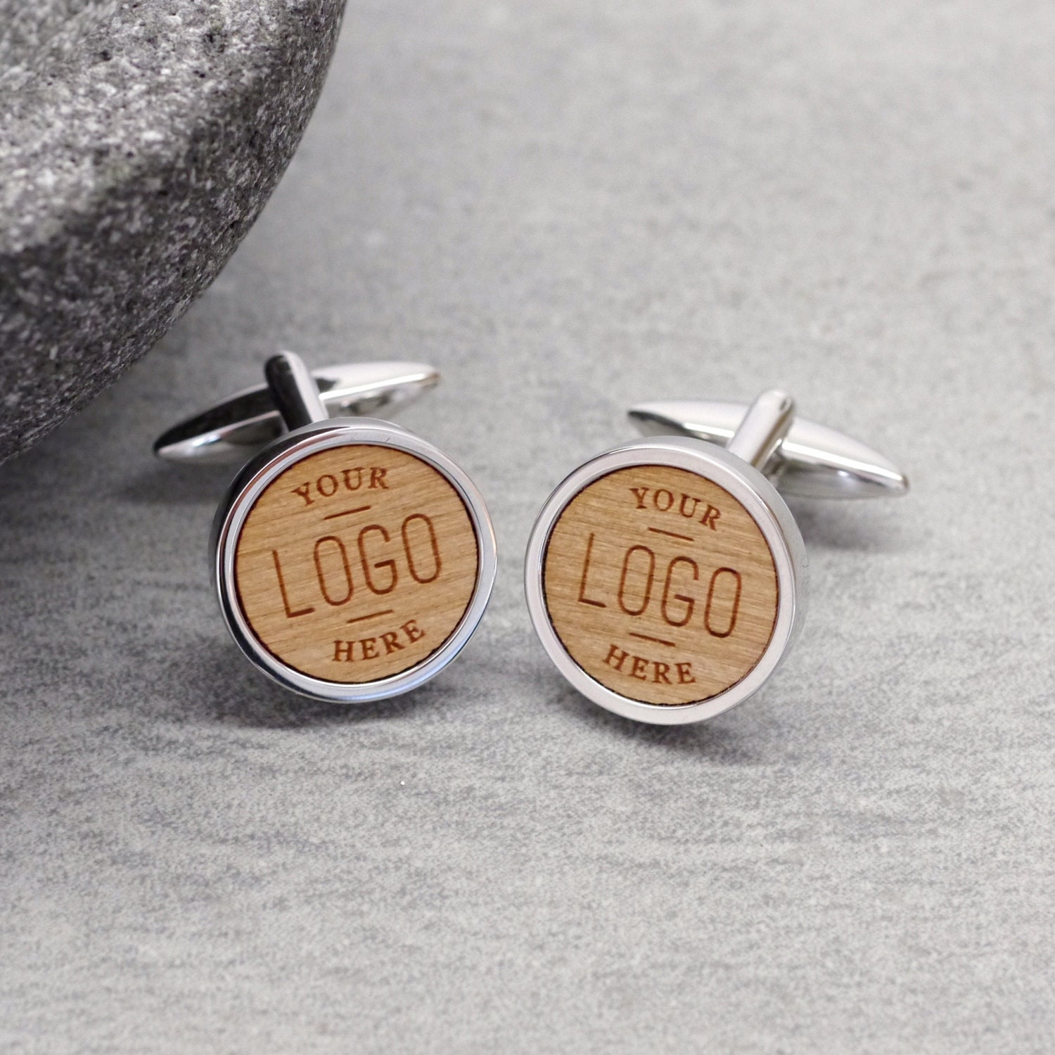 Wooden Custom Logo Cufflinks Personalised Wooden Cufflinks