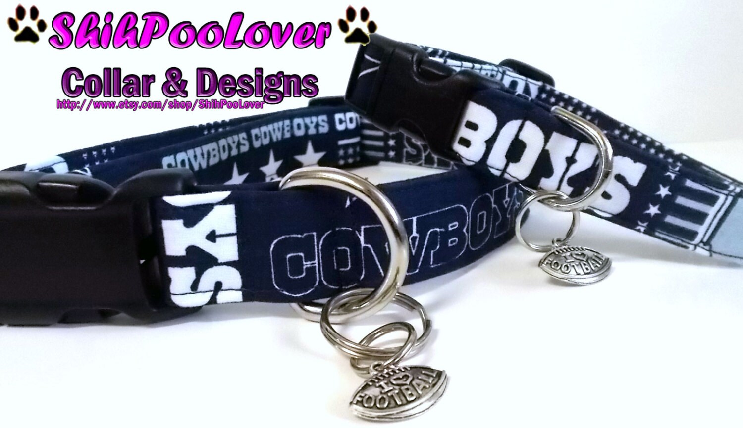 Dallas Cowboys NFL Football Adjustable Dog or Cat Collar
