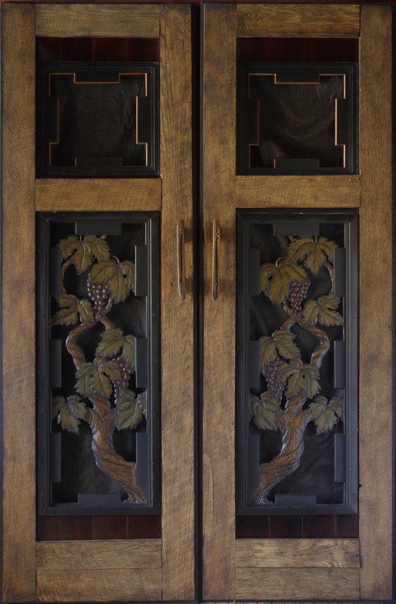 Items similar to Hand carved wine doors. "Hands of Dionysus" on