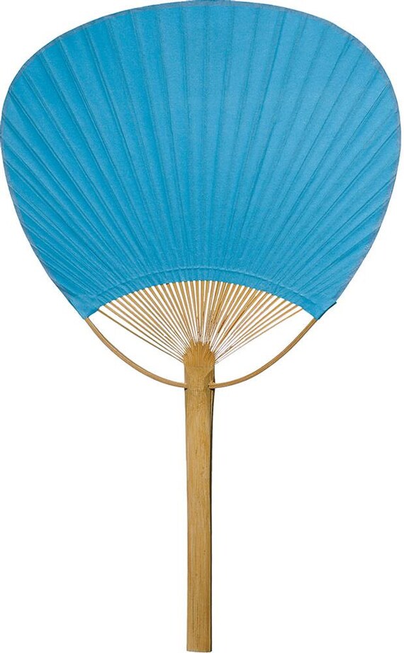 Turquoise Blue Wedding Paddle Fan Hand Held Paper by TaaraBazaar