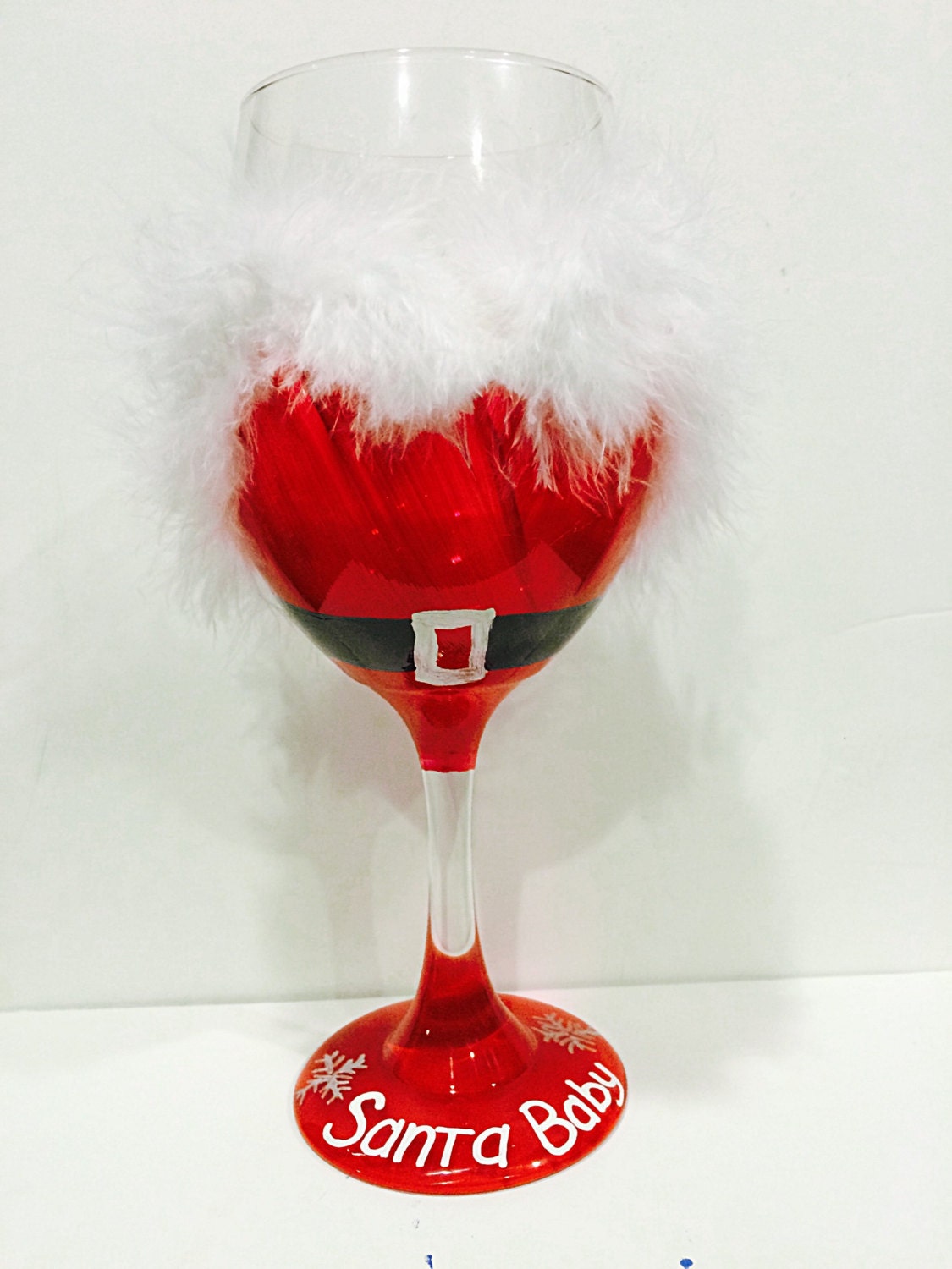 Santa Claus Christmas Wine Glass Santa Baby Holiday Wine