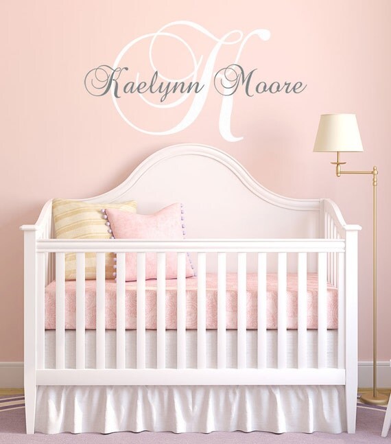 Baby Girl Nursery Wall Decal Personalized Monogram Name and