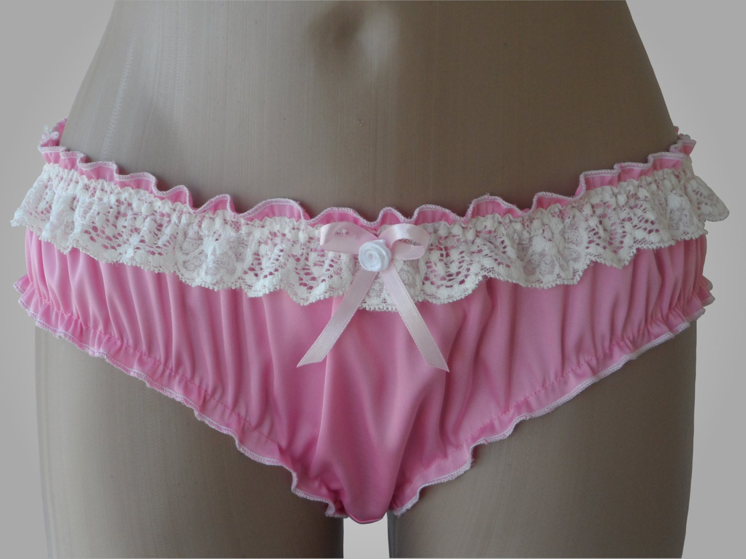 Pink Silk Ruffled Panties Handmade